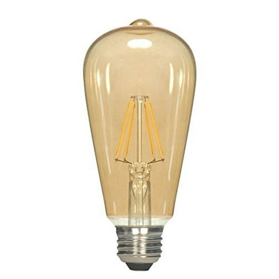 Satco S9579 - 6.5 watt ST19 LED; Transparent Amber; Medium base; 2300K; 650 lumens; 120 volts