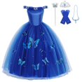 thumbnail image 1 of Vestidos de fiesta para niñas de Disney, vestido de princesa Cenicienta, vestido sin mangas de mariposas para niños de Navidad, 9-10T, 150CM Gao Jinjia LED, 1 of 2
