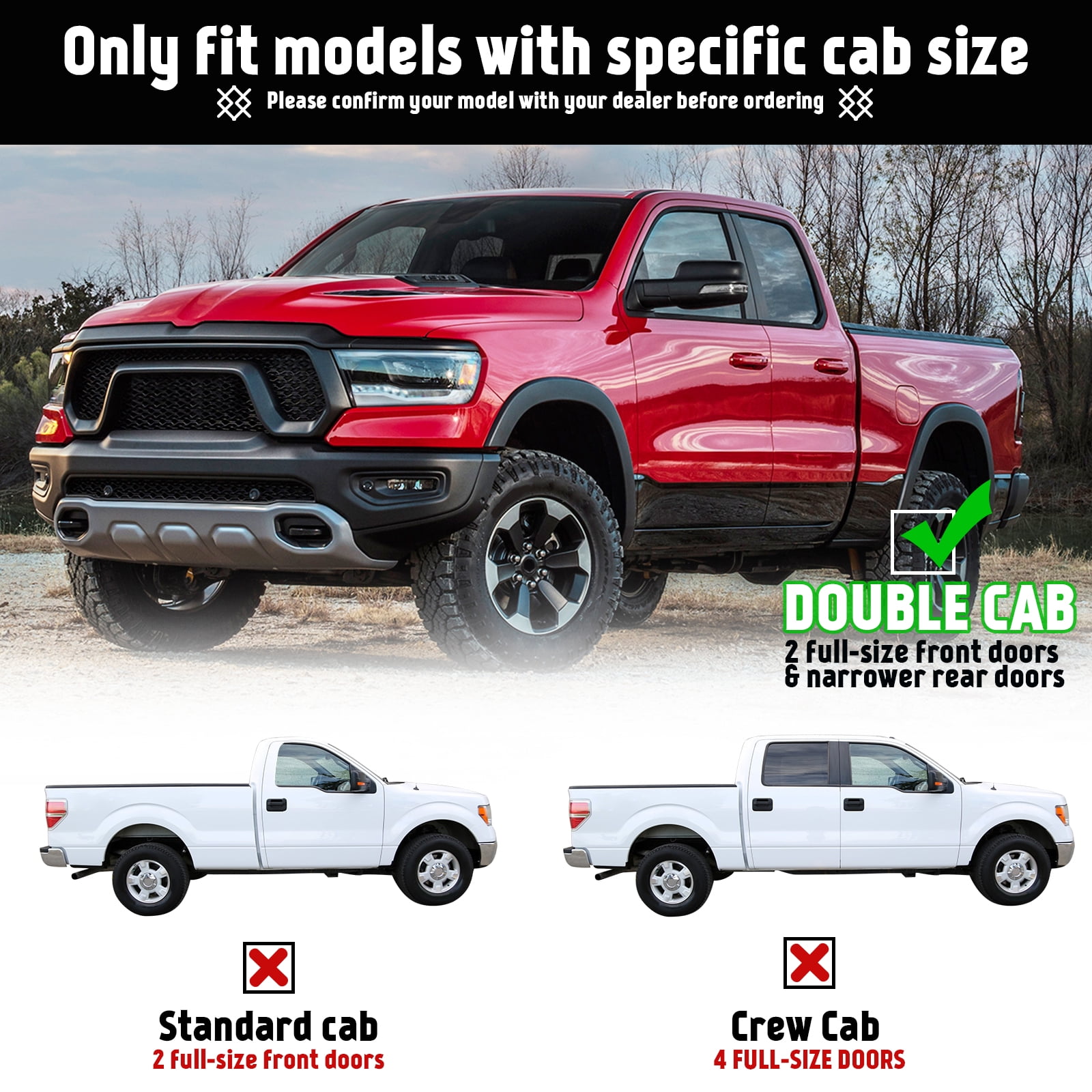XTWEEX Running Boards Side Step Nerf Bar Fit 2019-2023 Dodge Ram 1500 New Body Style Quad/Extended Cab 6"