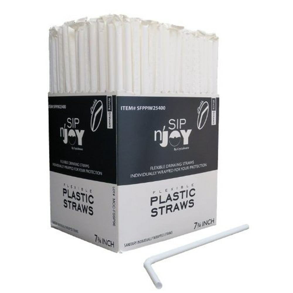Crystalware Jumbo Clear Plastic Straws, 380ct, Individual Wrapped, 7