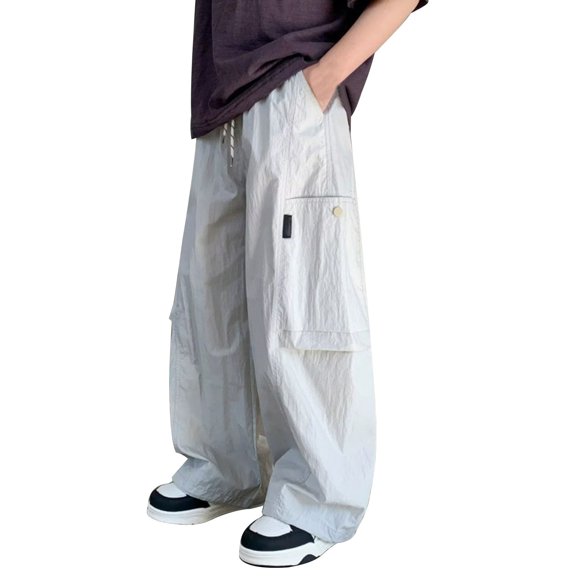 Ruyang Boys Wide Leg Cargo Pants Lightweight Baggy Parachute Trousers Vintage Kids Quick Dry Trousers Y2K Streetwear