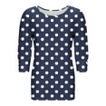 thumbnail image 7 of EchfiProm Womens T-Shirts Fall Tops Crew Neck Relaxed Fit Pullover Navy 3/4 Sleeve for Women, 7 of 7