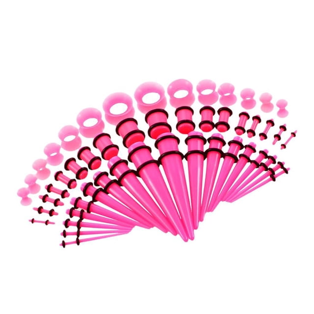 Tapones cónicos de acrílico y túneles de silicona Qarigey Rosa 50 pcs
