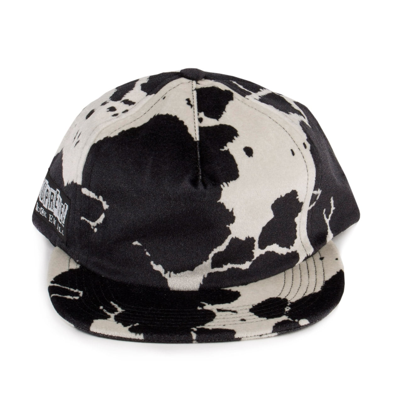 Supreme Velveteen Cow Print Snapback 5-Panel Hat Black/White FW15H21
