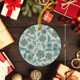 thumbnail image 5 of Vintage Flower Paisley Pattern Christmas Ceramic Ornament 2025,3" Round Xmas Tree Hanging Accessories with Gold Ribbon, 5 of 5