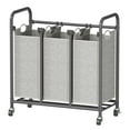 thumbnail image 4 of 3-Bin Metal Laundry Hamper Cart with Wheels Laundry Sorter Organizer, 4 of 7