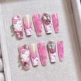 thumbnail image 2 of Sanrio-dibujo animado de Hellokitty con armadura de dopamina, lindo Kawaii, manicura mediana y larga, Anime, se puede usar varias veces, uñas falsas, 2 of 4