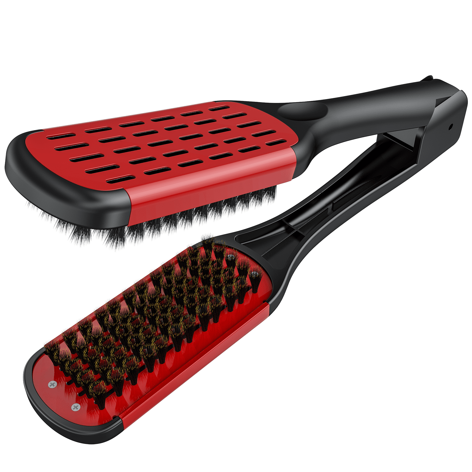 Hair Straightening Comb Double Sided Bristle Hair Brush Clamp Straightener Comb Natural Fibres Styling Tool