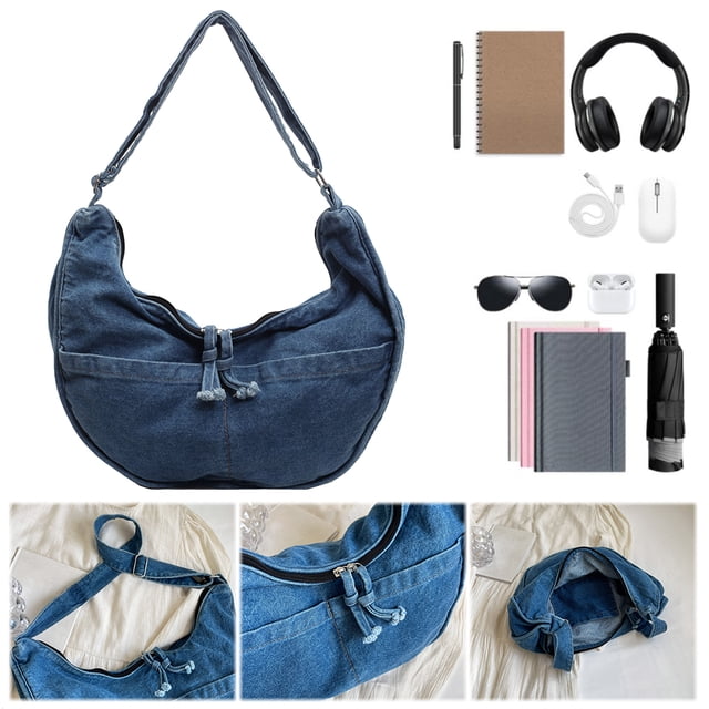 Bolso Mano Bandolera Crescent Bag Denim Casual para Mujer Compras Viajes