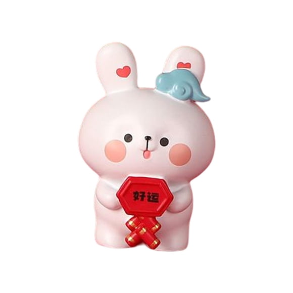 Estatua de conejo de año Nuevo chino para decoración de tartas, estatuilla de en miniatura, escultura de Animal para estantería, decoración EstiloE Fernando Estatuilla del salpicadero del coche