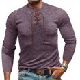 thumbnail image 2 of Zedker Mens Long Sleeve T-Shirts Casual Waffle Lace Up Cotton Shirts Crewneck Henley Outdoors Pullover Tops, 2 of 9