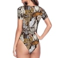 thumbnail image 4 of Daiia Cut Cats print Women's Crew Neck Short Sleeve Bodysuit Fashion Tops Fit Casual Basic Extender Bodysuit-XX-Large, 4 of 9