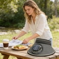 thumbnail image 3 of Black Summer Straw Sun Hat With Solar Powered Fan Polyester Mesh Visor Cap For Outdoor Travel 22.0X4.7X3.9 In, 3 of 7