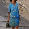 thumbnail image 1 of Fshaion Robe d'Été pour Femmes 2024 Grande Taille Décontractée Ample Coton Lin Manches Courtes Col Rond Robe Manches Courtes Col Rond Robe Liquidation à Moins de 10!, 1 of 5