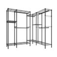 thumbnail image 4 of iRerts Portable Clothes Rack with Shelves, Garment Rack Heavy Duty Clothes Rack, 4 Tiers Adjustable Wire Shelving Clothing Racks with 6 Hanging Rods, Freestanding Metal Closet Rack Wardrobe, Black, 4 of 4