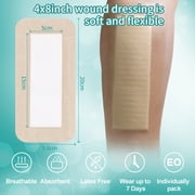 Dimora Silicone Foam Dressing with Border Adhesive 4x8 Waterproof Wound Dressing Bandage for Wound Care 5 Pack