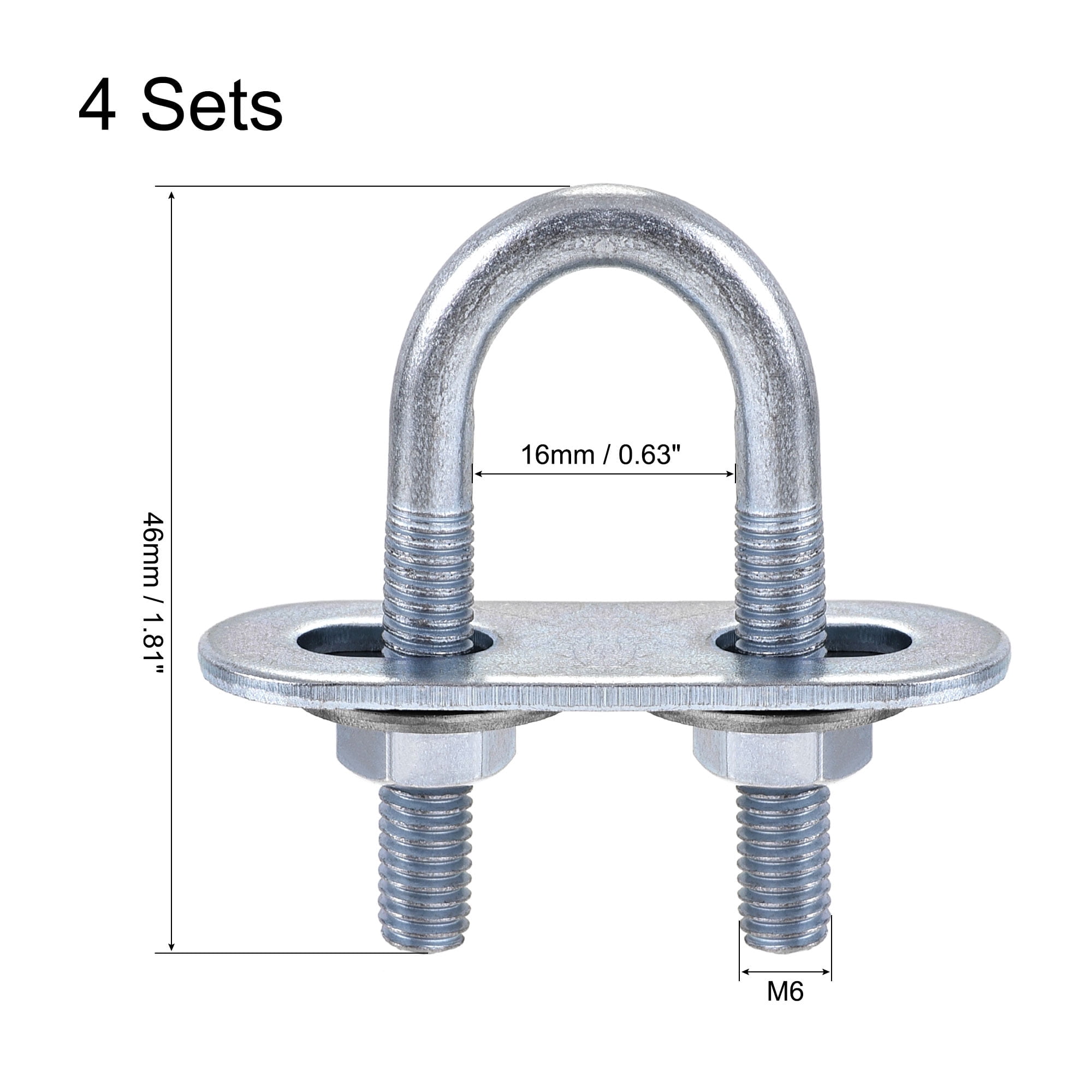 Unique Bargains Durable Round U-Bolt with Nut Plate and Washer 1.81"