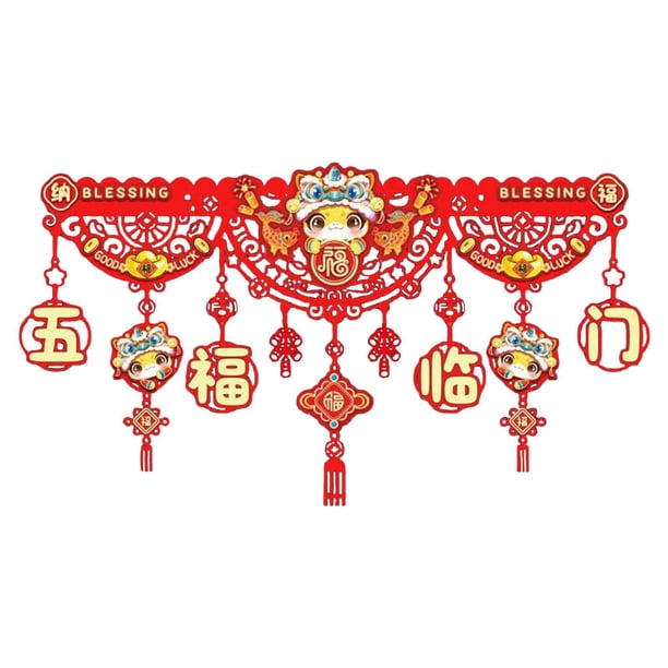 Decoración de Año Nuevo Chino 2025 para el hogar, puerta, ventana, patio, interior Estilo E