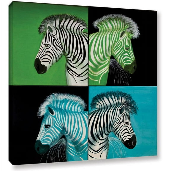 Lindsey Janich "Zebras Blue Green" Gallery-Wrapped Canvas