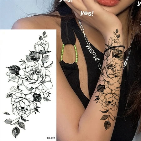 

RunJia Savings Clearance Sketch Tattoos Stickers Abstract Stickers Rose Flowers