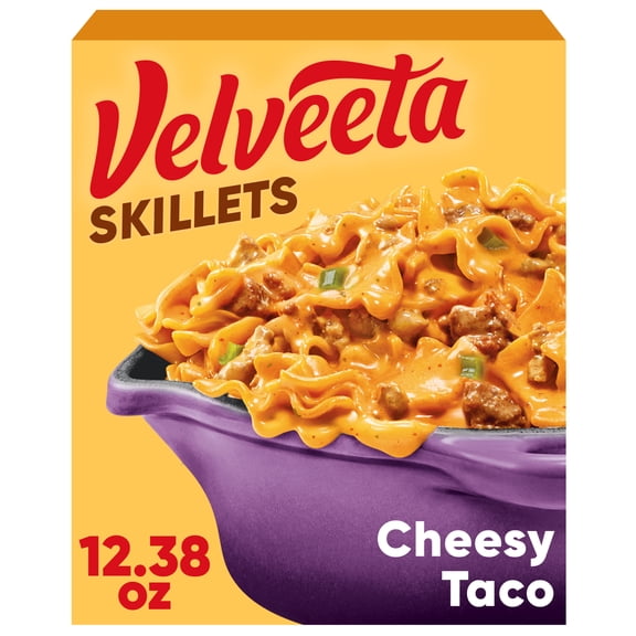 Velveeta Skillets Cheesy Taco One Pan Dinner Kit with Cheese Sauce, Pasta and Seasonings, 12.38 oz Box