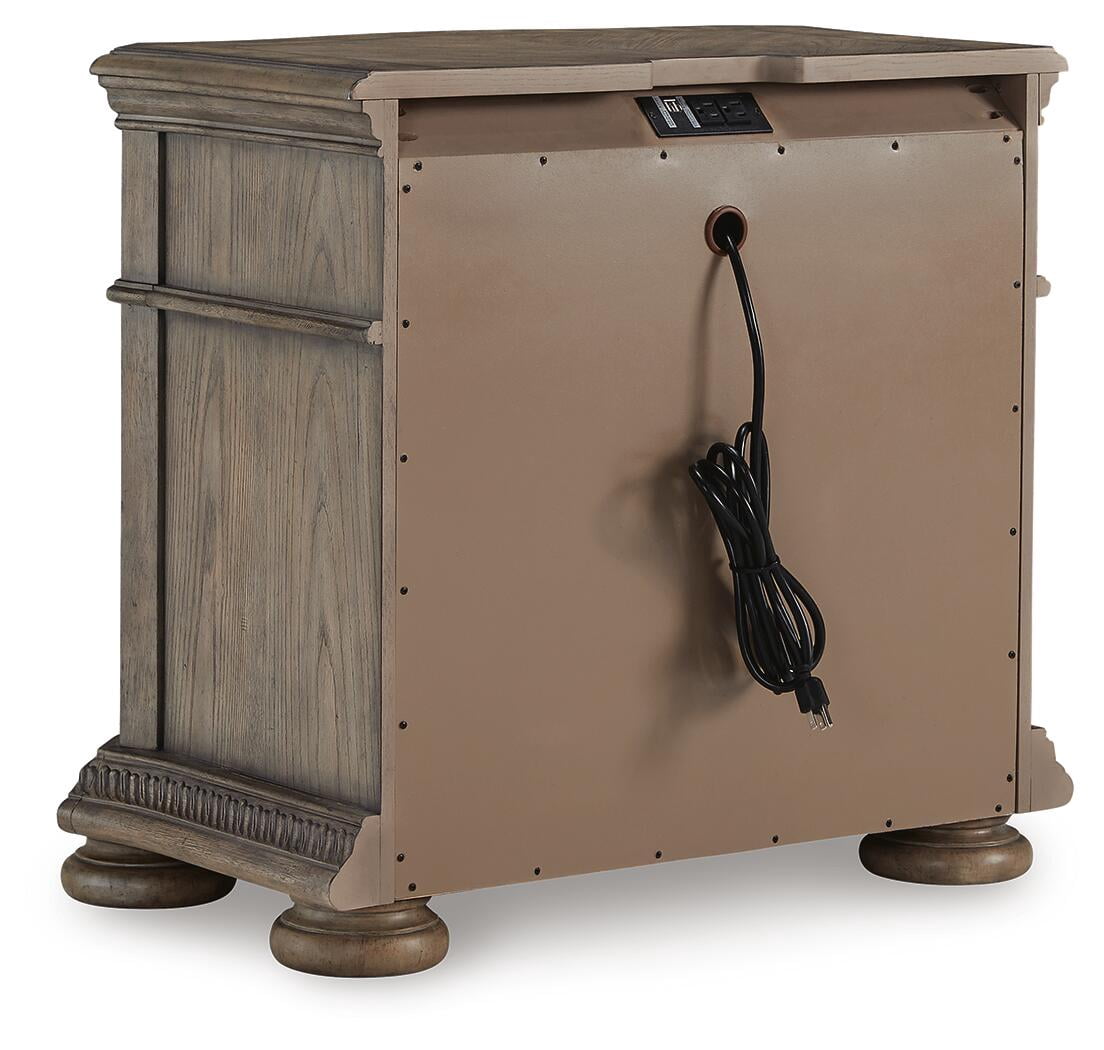 Signature Design by Ashley Ardenfield Three Drawer Night Stand with USB Ports, Light Brown