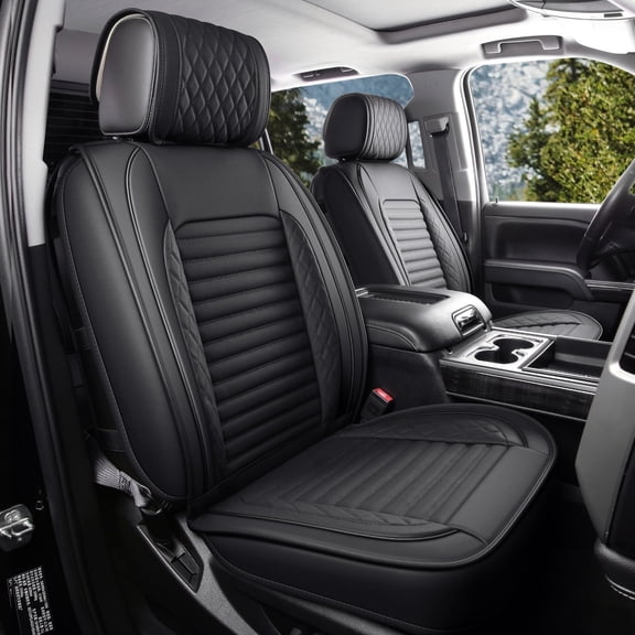 JOJOBAY Chevy Silverado Seat Covers,GMC Sierra Seat Covers,Custom Fit 2007-2025 1500 2500HD 3500HD Crew Double Extended Regular Cab,LT LZT RST Trail Boss(Front Pair,Black)