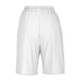 thumbnail image 7 of Womens Linen Shorts Knee Length with Pockets Elastic Waist Wide Leg Short Pants Lightweight Comfy Beach Fashion (XL, White), 7 of 7