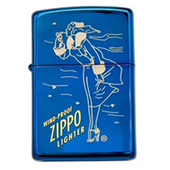 Zippo Classic Windy Girl Windproof Oil Lighters - Christmas, Halloween & Valentines Day Gift (Blue)