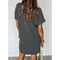 thumbnail image 5 of Chiclily Women's Summer Short Sleeve Dresses Crewneck Ribbed Mini Tshirt Dress, Dark Gray XL, 5 of 6