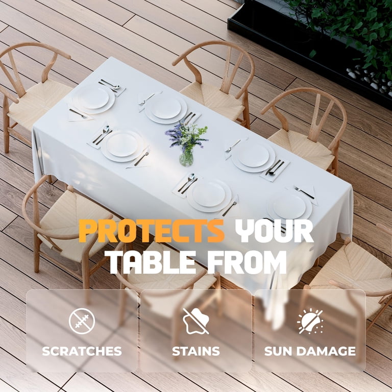 WEALUXE White Rectangular Tablecloths, 2 Pack, 60x102 In photo 5