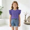 thumbnail image 2 of JUMEYU Girls Blouses Short Sleeve Girls Short Sleeve T-Shirts Crop Top Short Sleeve Round Neck Loose Basic Tees for Summer Size 9-10 (Purple,9-10 Years), 2 of 5