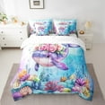 thumbnail image 2 of Erosebridal Sealife Whale Bedding Sets Twin Size,Marine Animal Comforter Sets with Sheets,Uderwater World Decor,Breathable,7pcs, 2 of 6