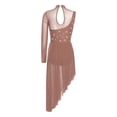thumbnail image 4 of Raenseen Costume de Danse Lyrique pour Femmes Robe Fluide Sans Manches Col Montant en Strass Rose Poussiéreux L, 4 of 7