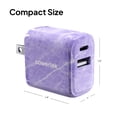 thumbnail image 4 of Powertek Marble Dual Port Wall Charger, Purple, 20W USB-C PD + 18W USB-A, Fast Charging, Charge Two Devices, 4 of 5