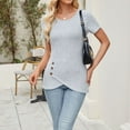 thumbnail image 7 of UAMVSH Women's Short Sleeve Crew Neck T Shirts Summer Ribbed Knit Slim Basic Solid Color Tee Tops, 7 of 7