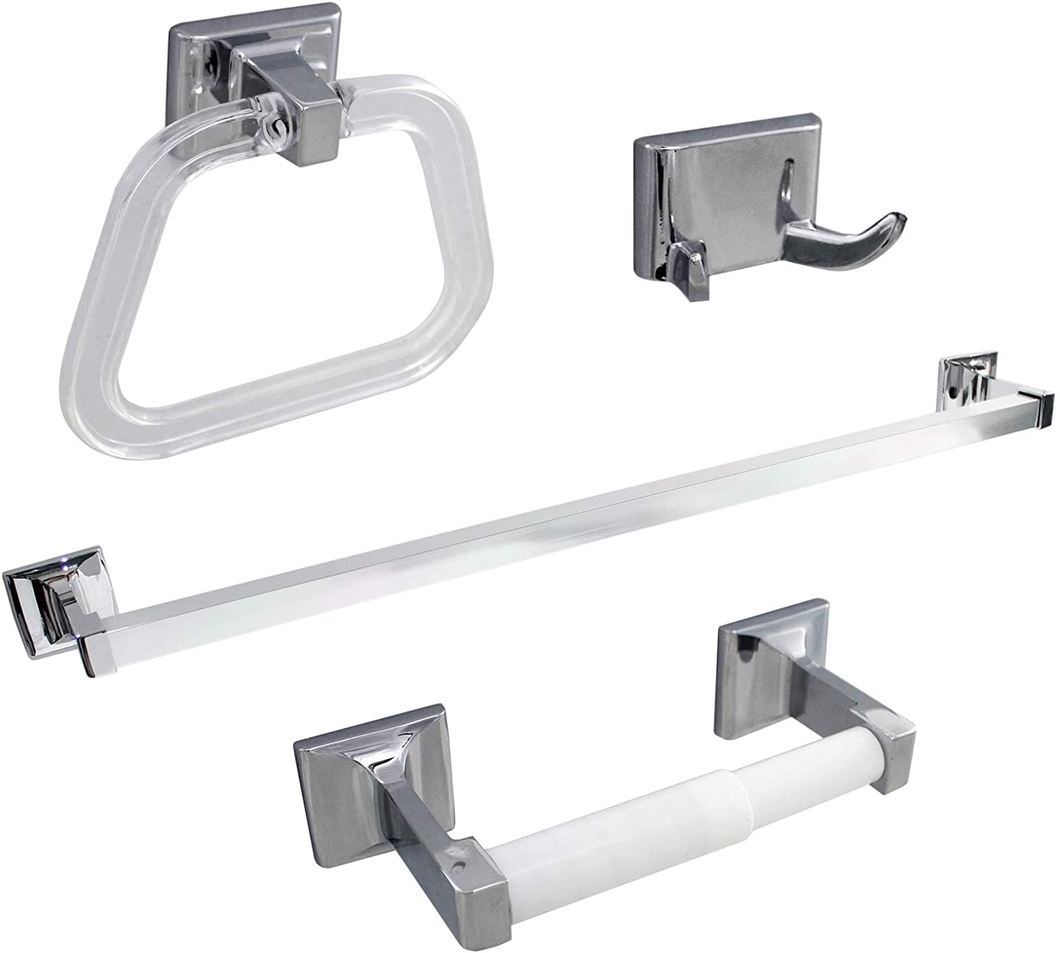 Formosa Design Hardware Square Style 4-Piece Bathroom Accessories ...