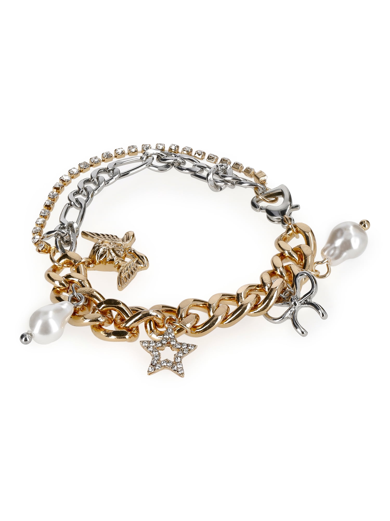 No Boundaries Women's Gold Tone and Silver Tone Charm Bracelet