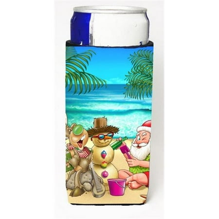 

Beach Christmas Santa Claus & Sandman Michelob Ultra Can coolers for Slim Cans