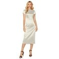 thumbnail image 1 of Robe Maxi Sans Manches à Col Bénitier pour Femmes, Dos Nu, Dos Ouvert en Soie, avec Ceinture, Robe de Soirée Élégante pour Invité de Mariage Ou Bal, 1 of 5