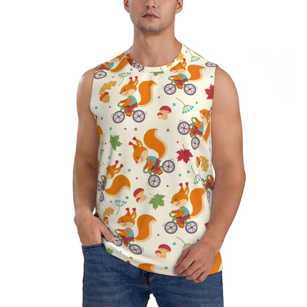 Balery Forest Squirrel Camisetas sin mangas para hombre, absorbe la humedad y protege contra el mal olor.-3X-Large