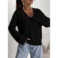 thumbnail image 4 of DOKOTOO Womens V Neck Sweater Long Sleeve Crochet Pullover Tops Lightweight Knit Fall Winter Sweaters S-2XL, 4 of 7