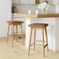 thumbnail image 2 of Nathan James Barker Classic Counter Height Wood Barstool with Leather Removable Cushion, Backless Island 24" Bar Stool for Kitchen, Chestnut Brown, Set of 2, 2 of 2