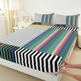 thumbnail image 3 of jejeloiu Modern Geometric Stripe Bed Sheets,Abstract Art King Sheets,Colorful Lines Sheet Set For Girls Boys,Super Cozy Room Decor,4-Piece, 3 of 7