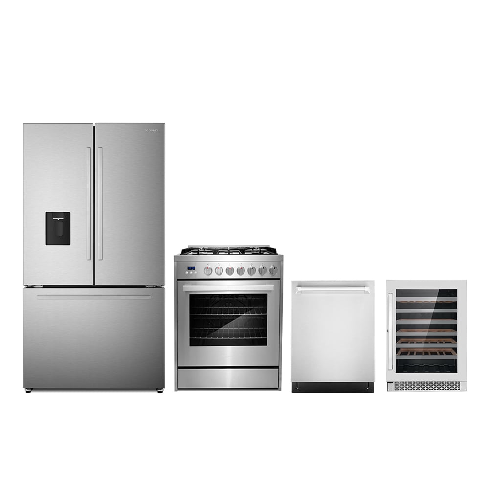 4 Piece Kitchen Package with 30" Freestanding Gas Range 24" Builtin