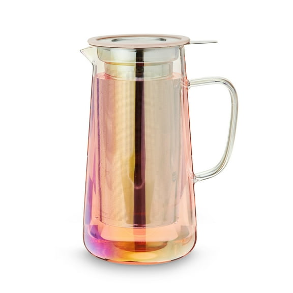 Pinky Up Annika Glass Teapot with Infuser for Loose Tea, 33oz, Iridescent