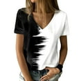 thumbnail image 2 of Odeerbi Womens Tops Dressy 2025 Casual Blouse Trendy V-Neck Short Sleeve Print T-shirt White, 2 of 8