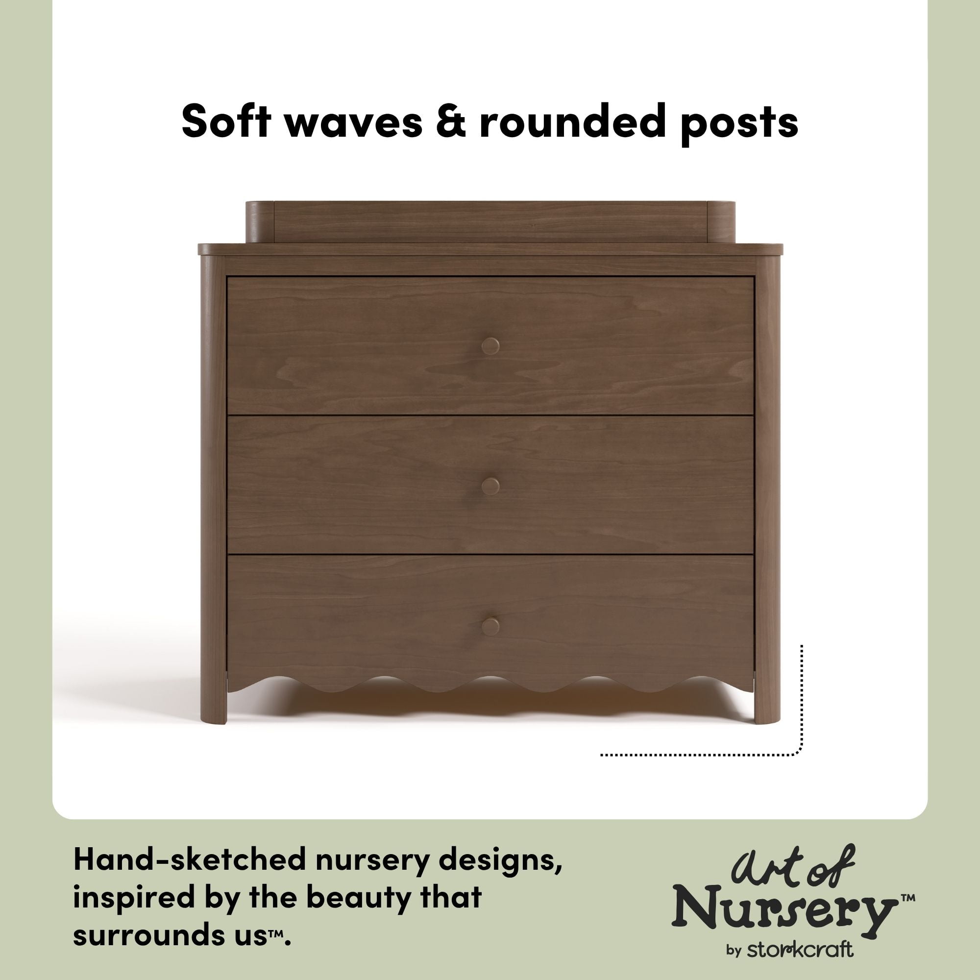Art of Nursery by Storkcraft Casablanca 3 Drawer Chest with Removable Changing Topper, Hazelnut