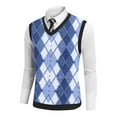 thumbnail image 5 of Gamivast Men's Casual Knit Sweater Vest, Sleeveless Retro Multi Colorblock Pattern, Casual Business Sweater Tops Blue L Clearance Recent Orders i have Placed, 5 of 5