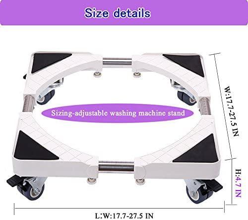 Ogrmar Adjustable Multi-functional Movable Base/Adjustable Universal Machine Carriage/Telescopic Furniture Dolly Roller with 8 Locking Rubber Swivel Wheels for Dryer Washing Machine and Refrigerator